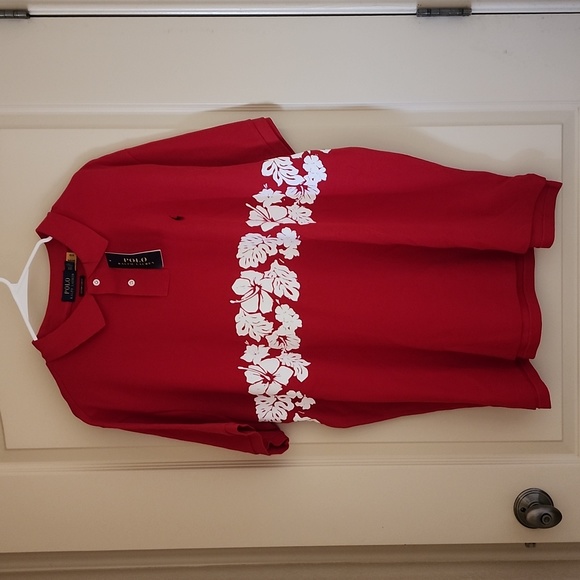 NWT POLO RALPH LAUREN RED BUTTON SHIRT XXL HIBISCUS HAWAII CRUISE HAWAIIAN - Picture 3 of 11